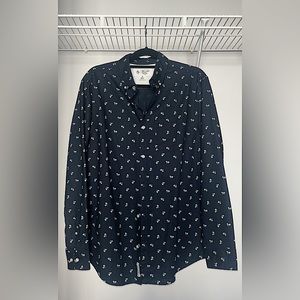 Penguin Navy Long Sleeve Button Down With White Bicycles